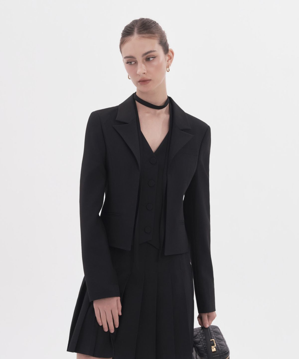 마우솔레움(MAU SOLEUM) Layered Tailored Vest Jacket - Black