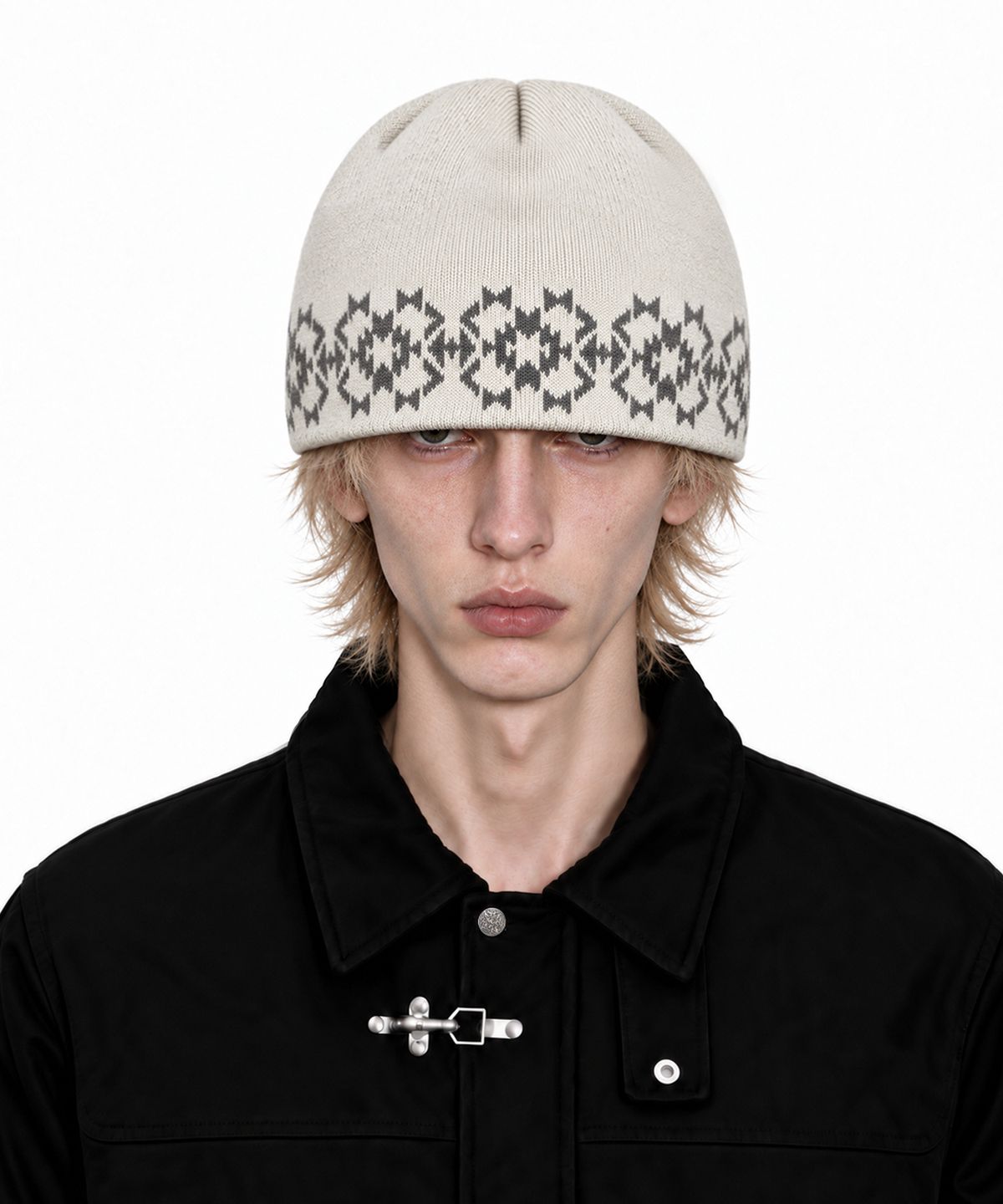 아이돈워너셀(IDWS) Ethnic Jacquard Maxi Beanie Ivory