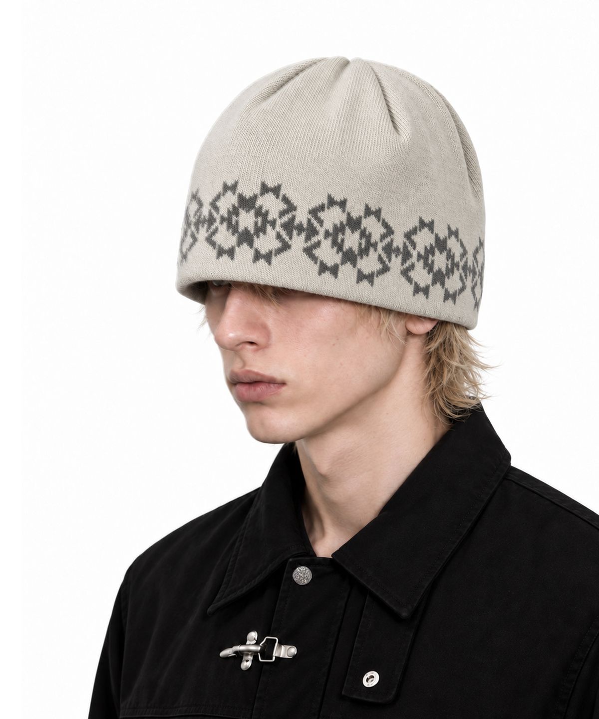 아이돈워너셀(IDWS) Ethnic Jacquard Maxi Beanie Ivory