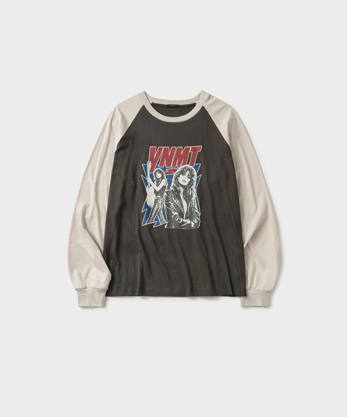 바니쉬먼트(VANISHMENT) 80s vnmt tour raglan long tee_light gray