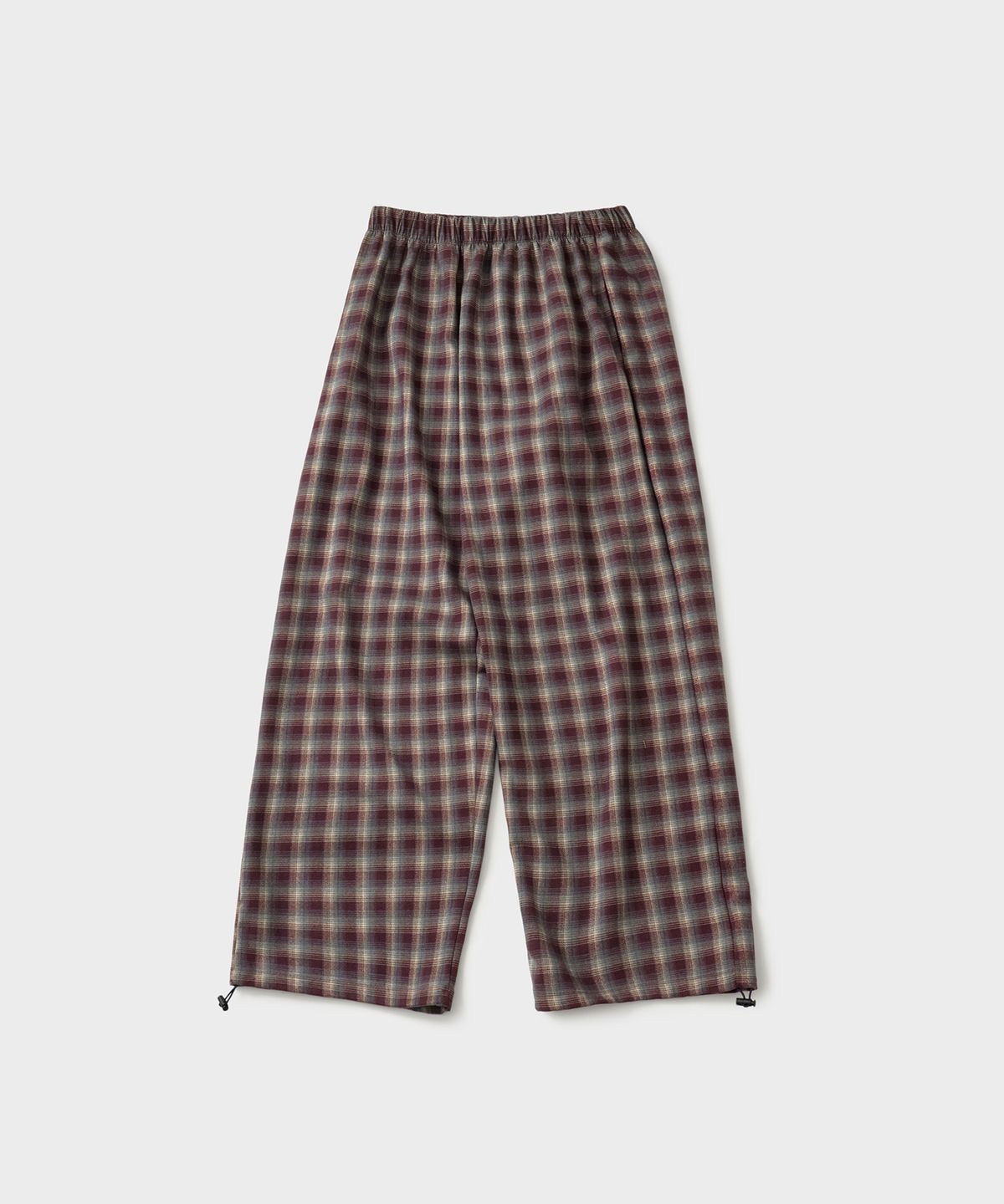 바니쉬먼트(VANISHMENT) Check relax easy pants_burgundy