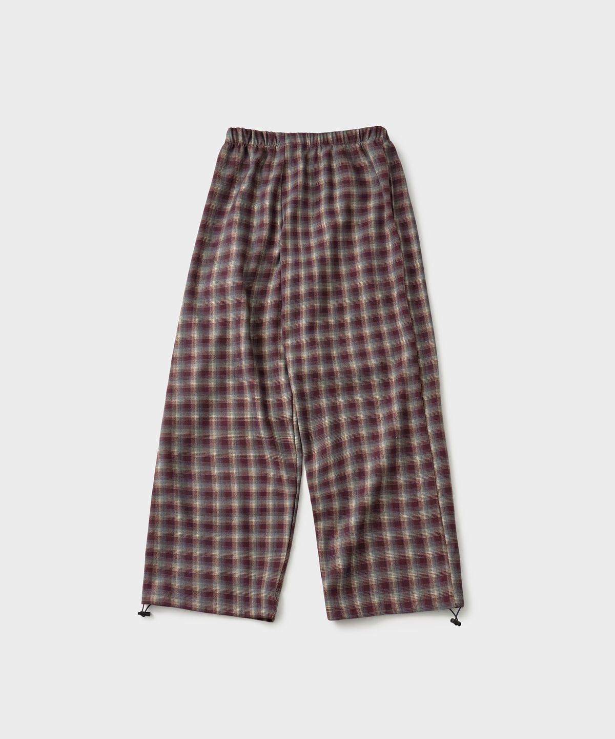 바니쉬먼트(VANISHMENT) Check relax easy pants_burgundy
