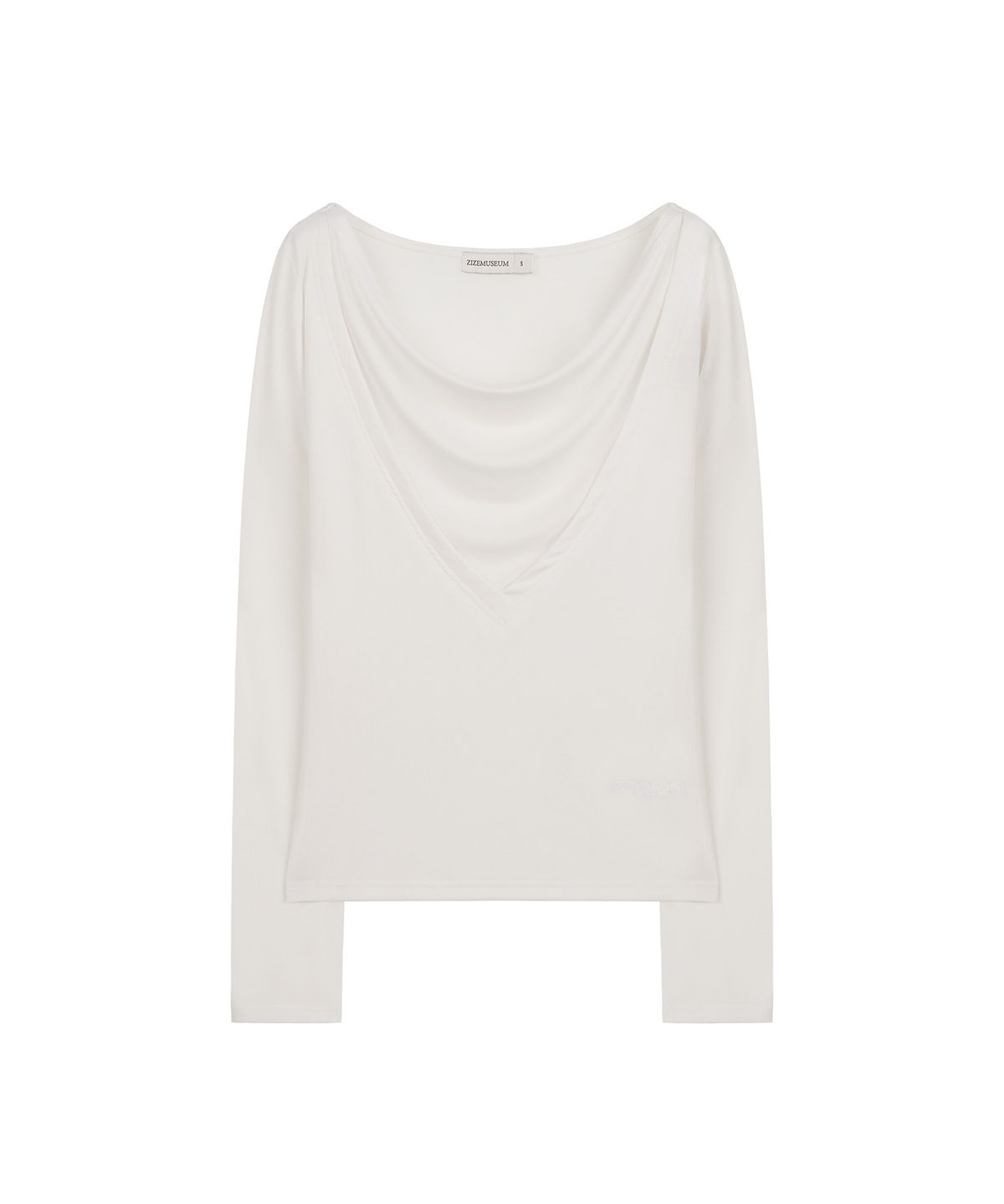 지제뮤지엄(ZIZEMUSEUM) COWL LAYERED V-NECK LONG SLEEVE (WHITE)