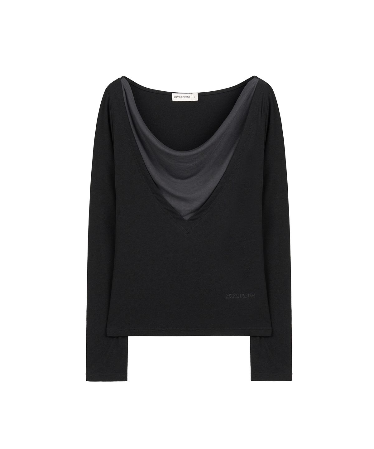 지제뮤지엄(ZIZEMUSEUM) COWL LAYERED V-NECK LONG SLEEVE (BLACK)