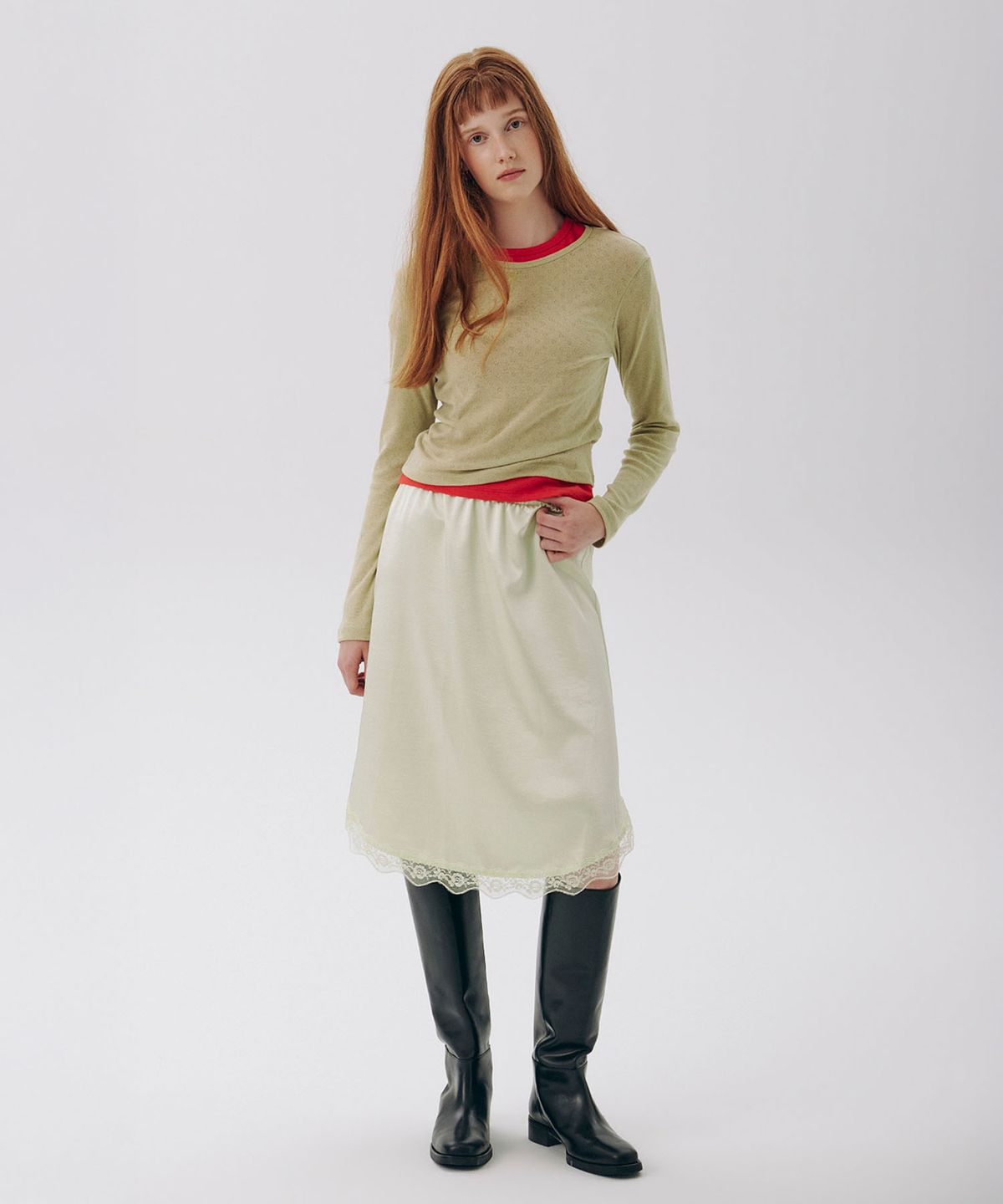 준준스페이스(JUNEJUNE SPACE) Slim Basic Tee_Olive