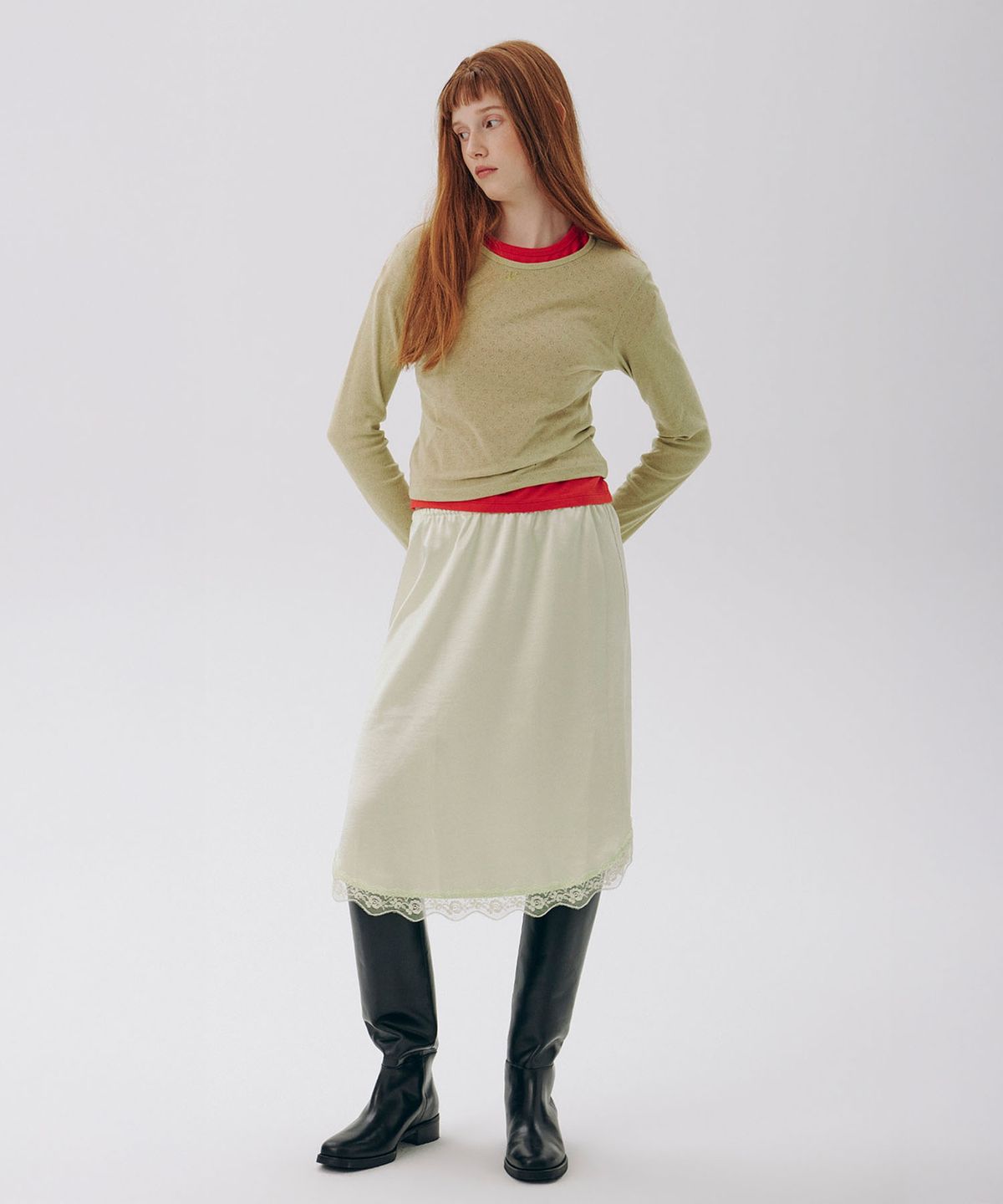 준준스페이스(JUNEJUNE SPACE) Slim Basic Tee_Olive