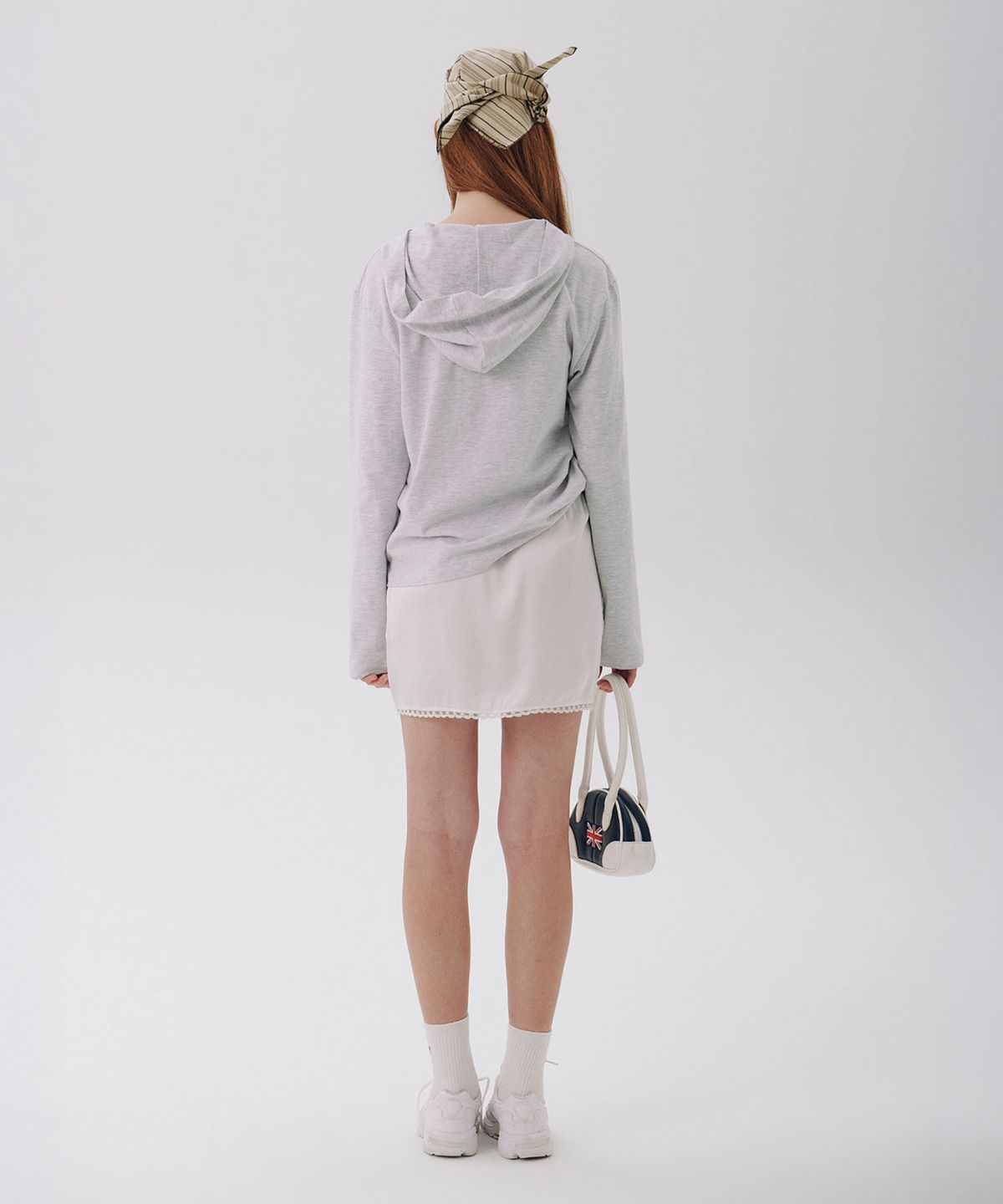 준준스페이스(JUNEJUNE SPACE) Hooded Henley Neck Tee_Light Grey