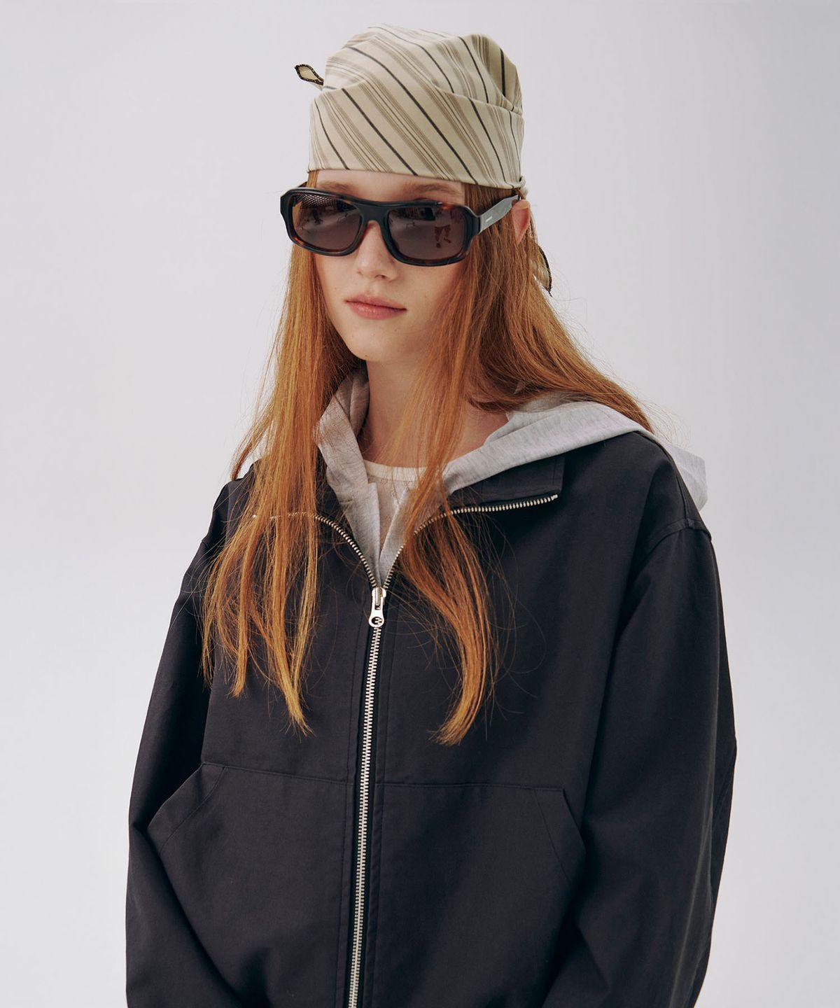 준준스페이스(JUNEJUNE SPACE) Washed Zip-Up Jacket_Black