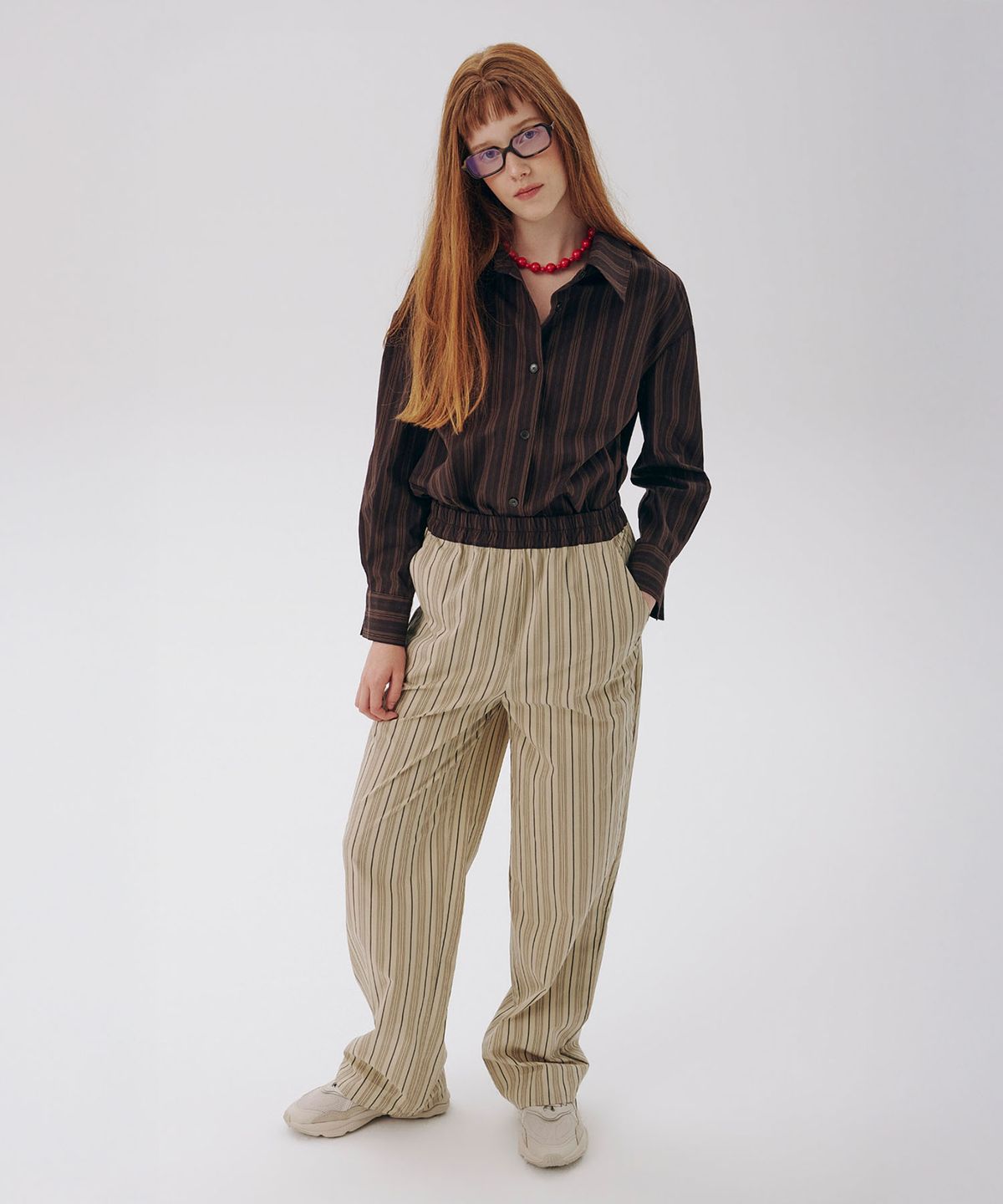 준준스페이스(JUNEJUNE SPACE) Stripe Wide Pants_Beige