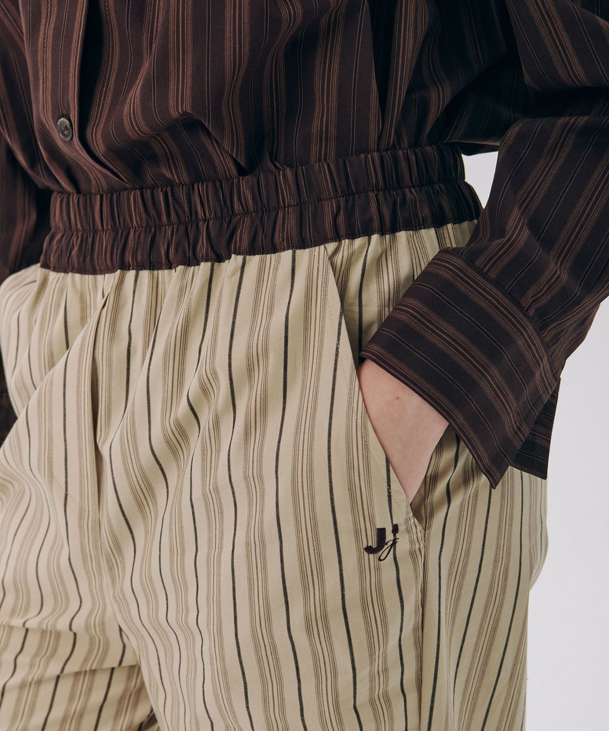 준준스페이스(JUNEJUNE SPACE) Stripe Wide Pants_Beige