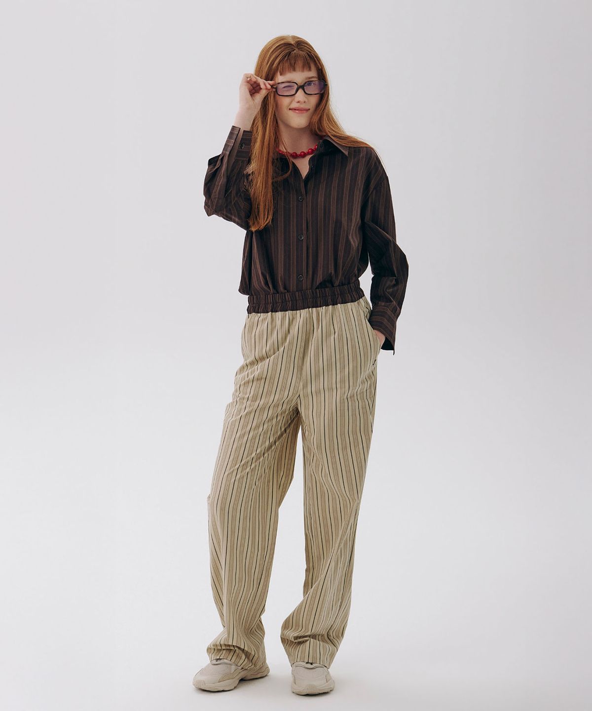 준준스페이스(JUNEJUNE SPACE) Stripe Wide Pants_Beige