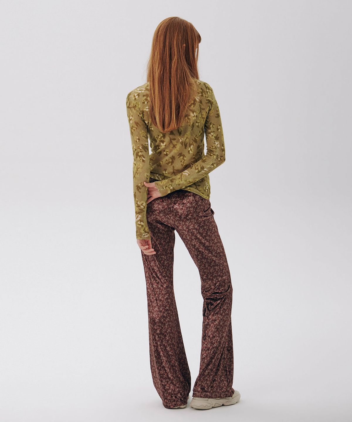 준준스페이스(JUNEJUNE SPACE) VOL17.Floral Bootcut Pants_Brown
