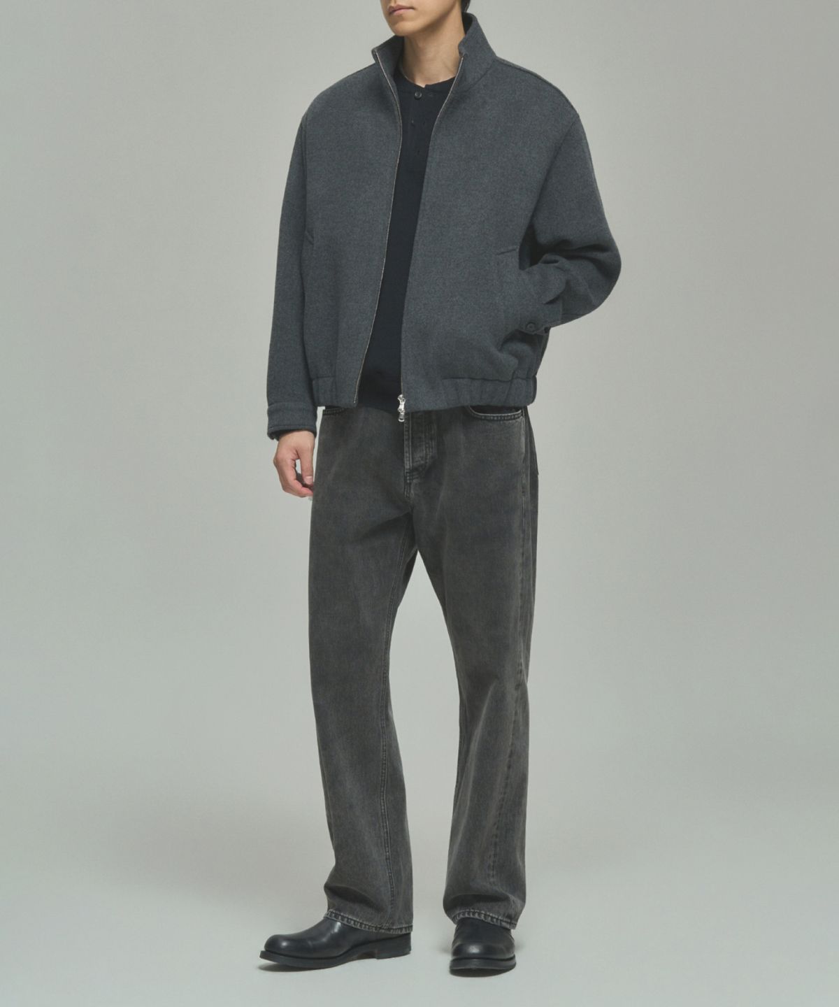 레어토라(RARETORA) WOOL CASHMERE BLOUSON - DEEP GREY