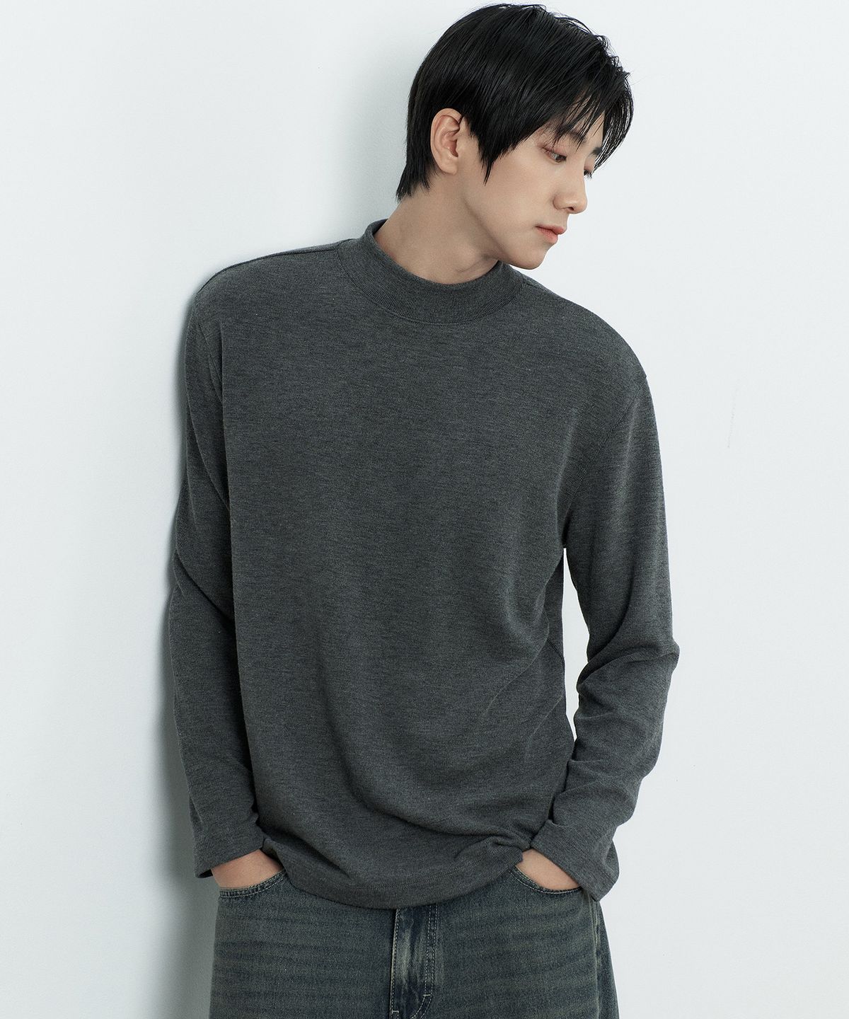 마인드브릿지(MINDBRIDGE) 니트라이크 하프 터틀넥 티셔츠 - 3color
