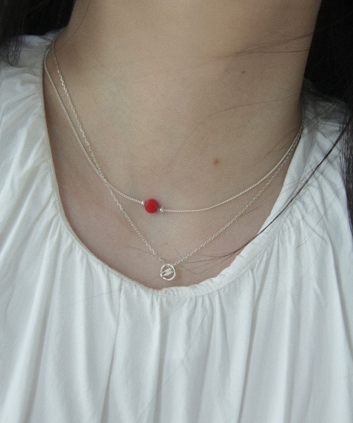 최창남메이드(CCNMADE) Coral Silverball Chain Necklace 산호 실버볼 체인 목걸이