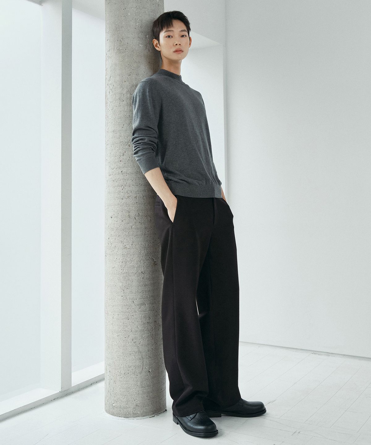 마인드브릿지(MINDBRIDGE) [COUTURE]TR스판 세미 와이드 데님 라이크 밴딩 기모 팬츠