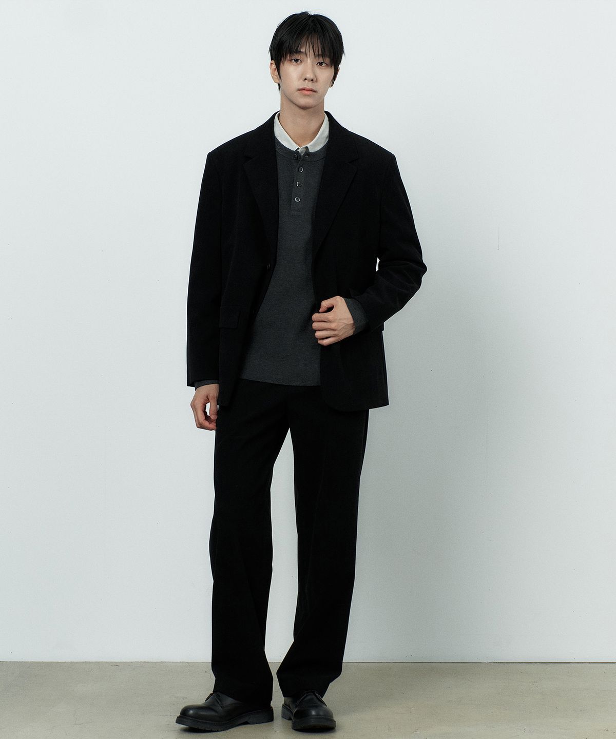 마인드브릿지(MINDBRIDGE) [SET][COUTURE]코듀로이 오버핏 싱글 자켓 셋업 블랙