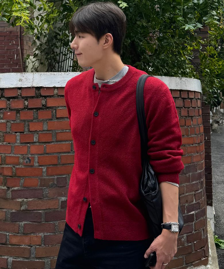 [스토커즈PICK] [ON]울 혼방 라운드 세미 오버핏 라운드 데일리 가디건 - 4color