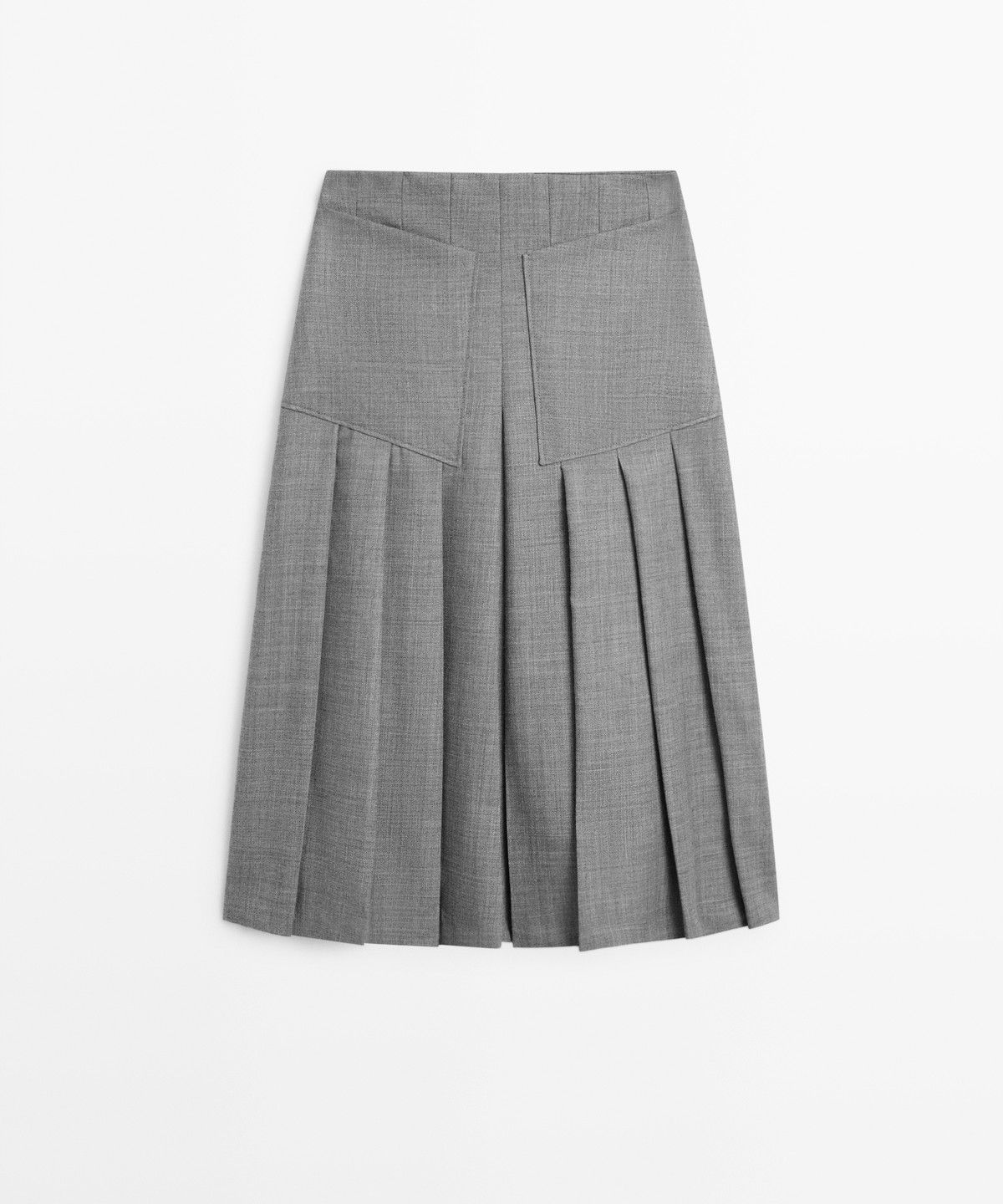 마시모두띠(MASSIMO DUTTI) 포켓 디테일 플리츠 미디 스커트