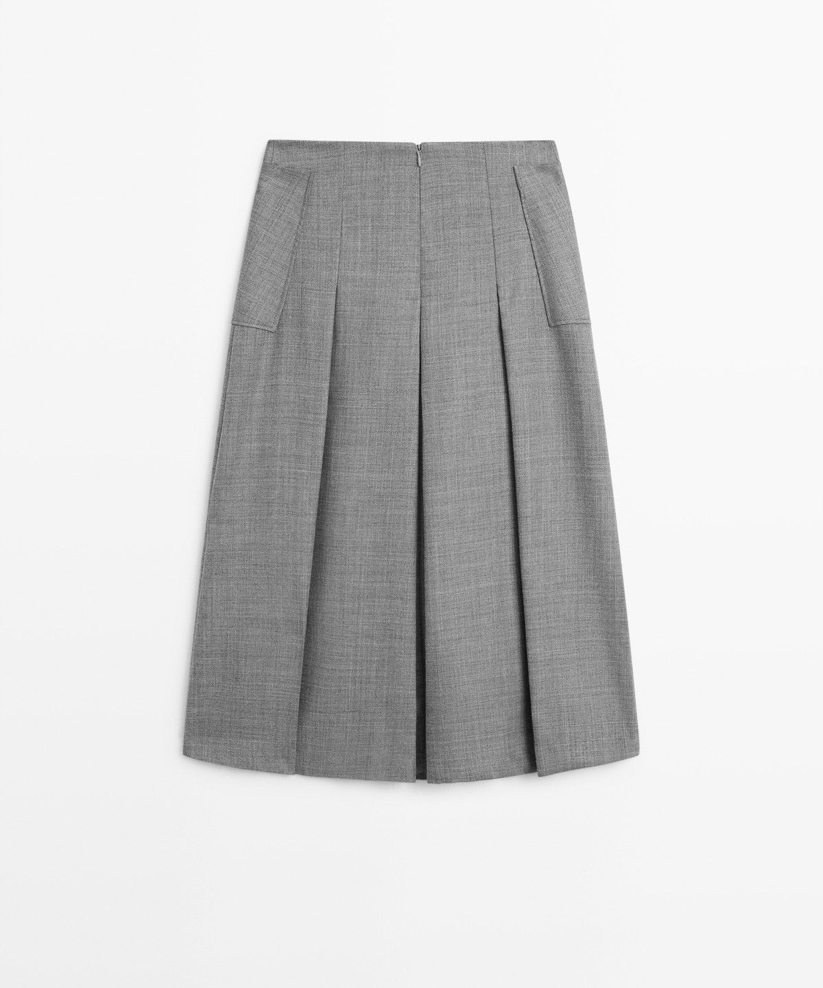 마시모두띠(MASSIMO DUTTI) 포켓 디테일 플리츠 미디 스커트