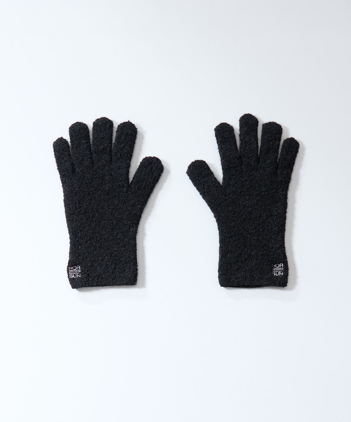 홀리선(HORLISUN) Bless Boucle Knit Rib Finger Gloves Dark Charcoal