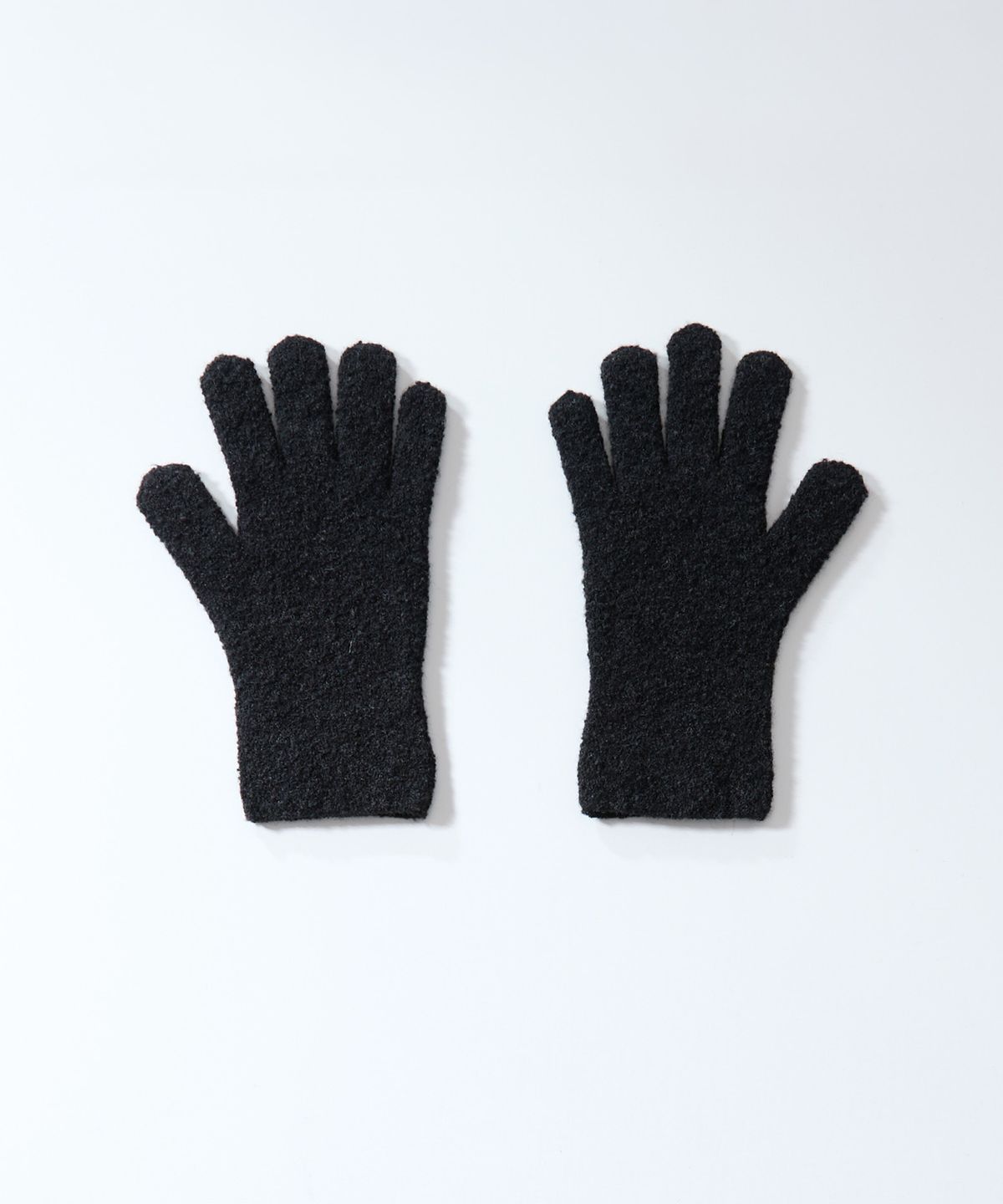 홀리선(HORLISUN) Bless Boucle Knit Rib Finger Gloves Dark Charcoal