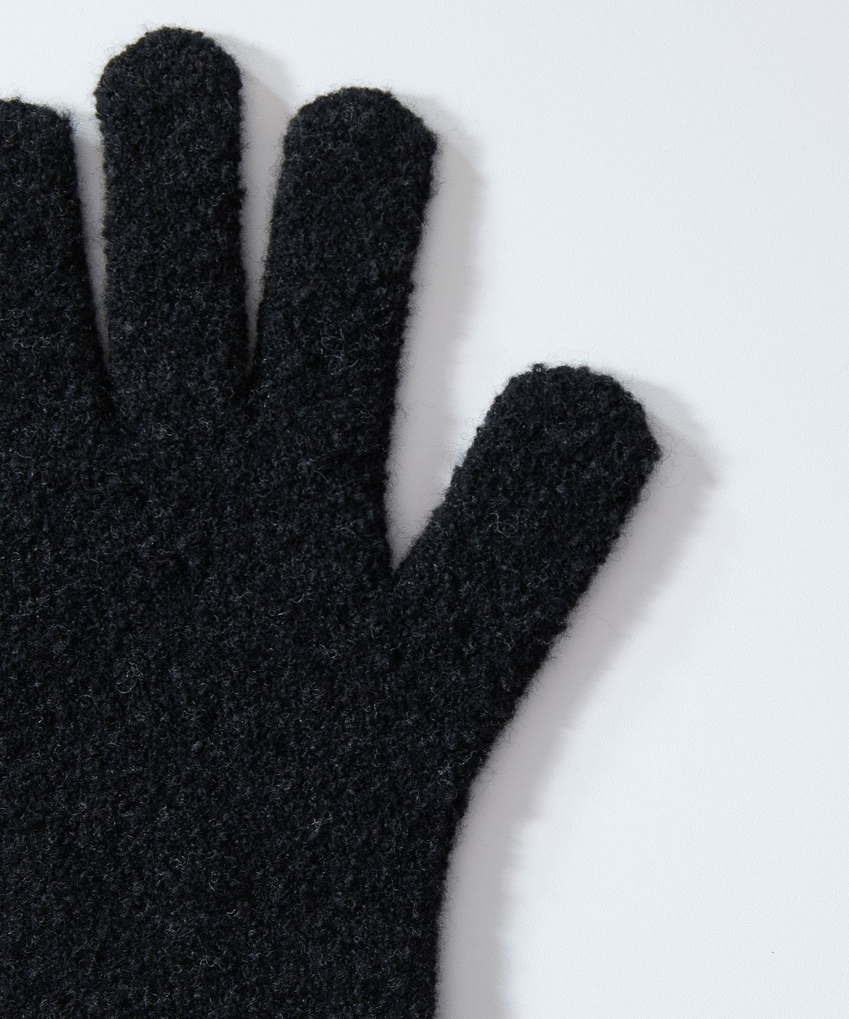홀리선(HORLISUN) Bless Boucle Knit Rib Finger Gloves Dark Charcoal