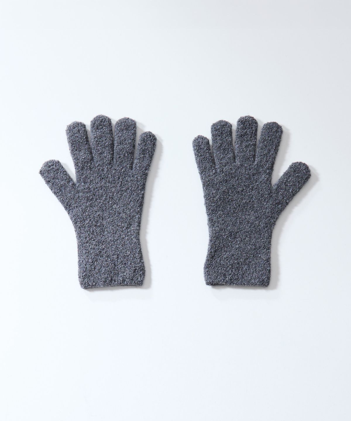 홀리선(HORLISUN) Bless Boucle Knit Rib Finger Gloves Charcoal Gray