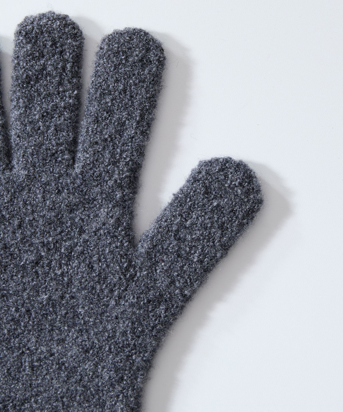 홀리선(HORLISUN) Bless Boucle Knit Rib Finger Gloves Charcoal Gray