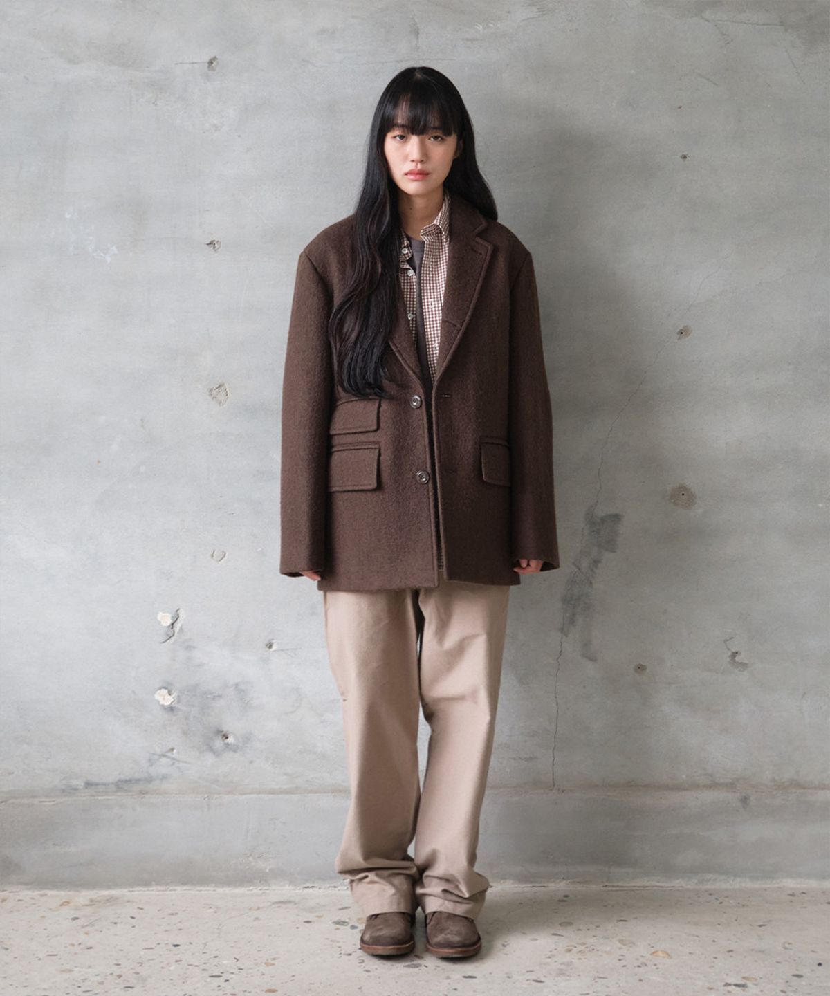 홀리선(HORLISUN) Austin Heavy Wool Single Coat Brown