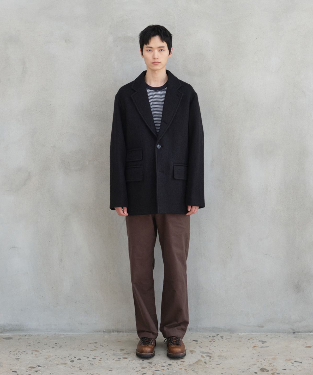 홀리선(HORLISUN) Austin Heavy Wool Single Coat Black