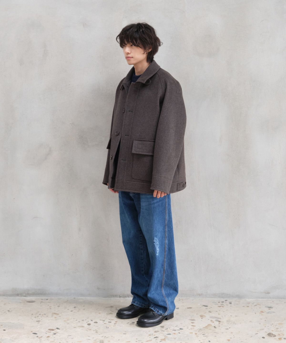 홀리선(HORLISUN) Maple Raglan Wool Short Coat Spain Olive