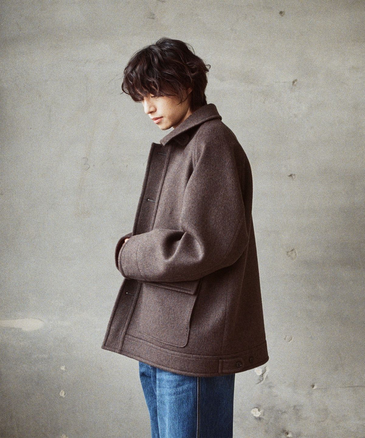 홀리선(HORLISUN) Maple Raglan Wool Short Coat Spain Olive