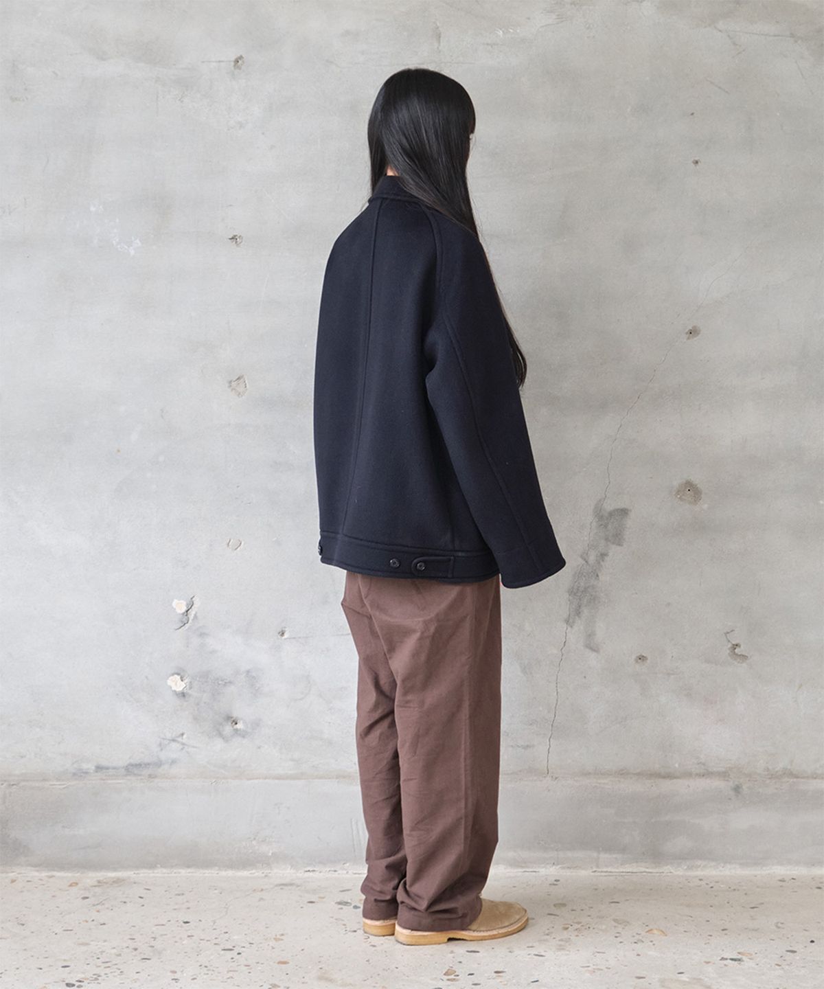 홀리선(HORLISUN) Maple Raglan Wool Short Coat Dark Navy
