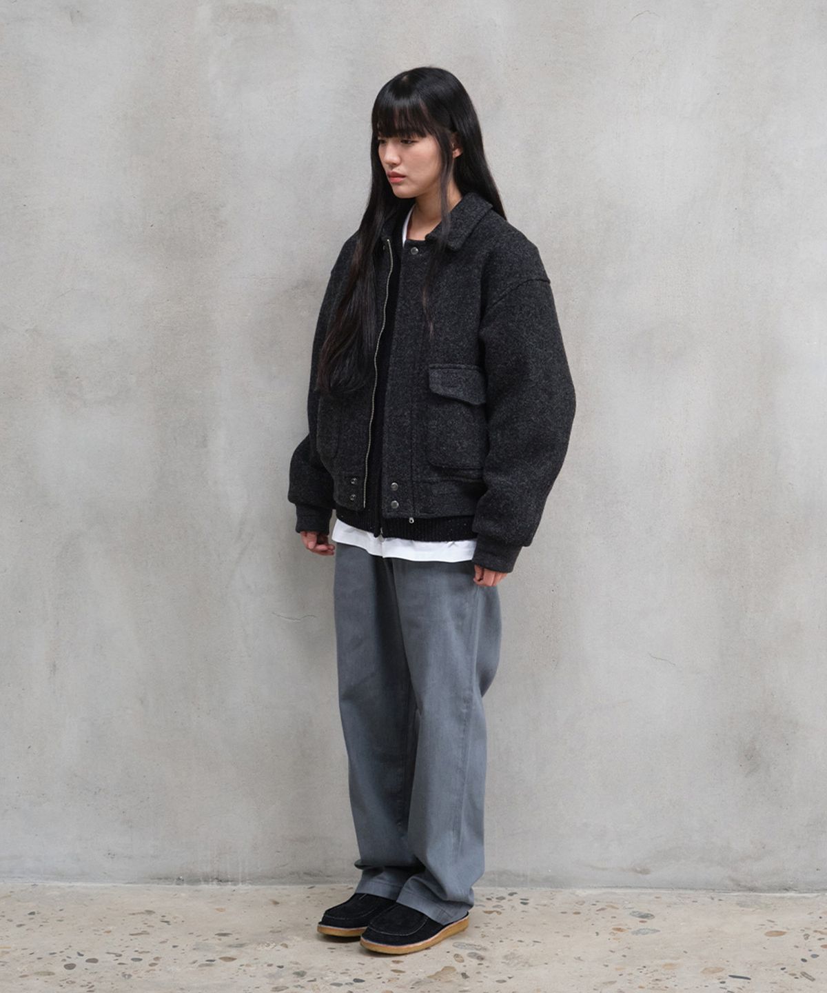 홀리선(HORLISUN) Irish Wool Jacket Melange Charcoal