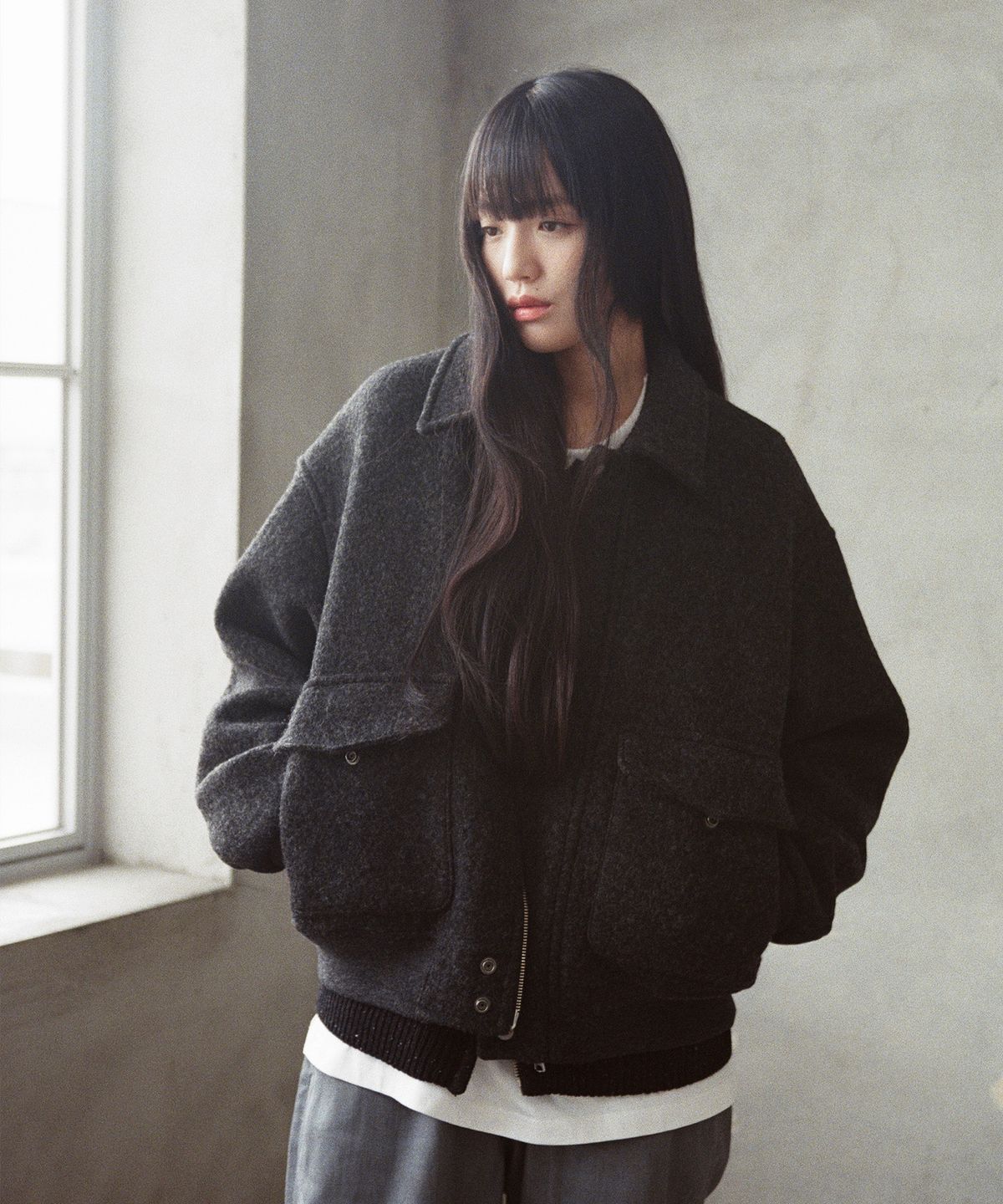 홀리선(HORLISUN) Irish Wool Jacket Melange Charcoal
