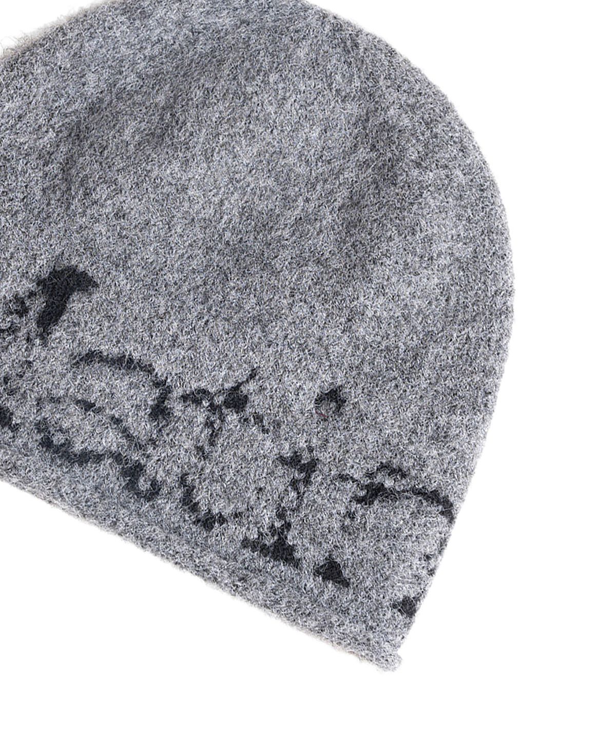 마뗑킴(MATIN KIM) BOUCLE CRACK LOGO BEANIE IN GREY