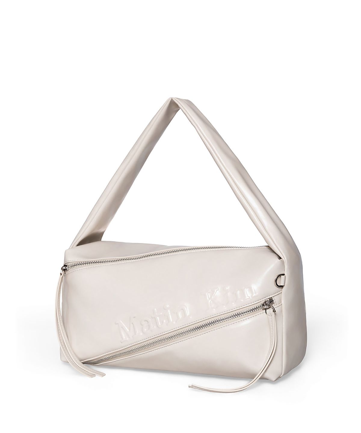 마뗑킴(MATIN KIM) PADDED DIAGONAL ZIPPER BAG IN IVORY