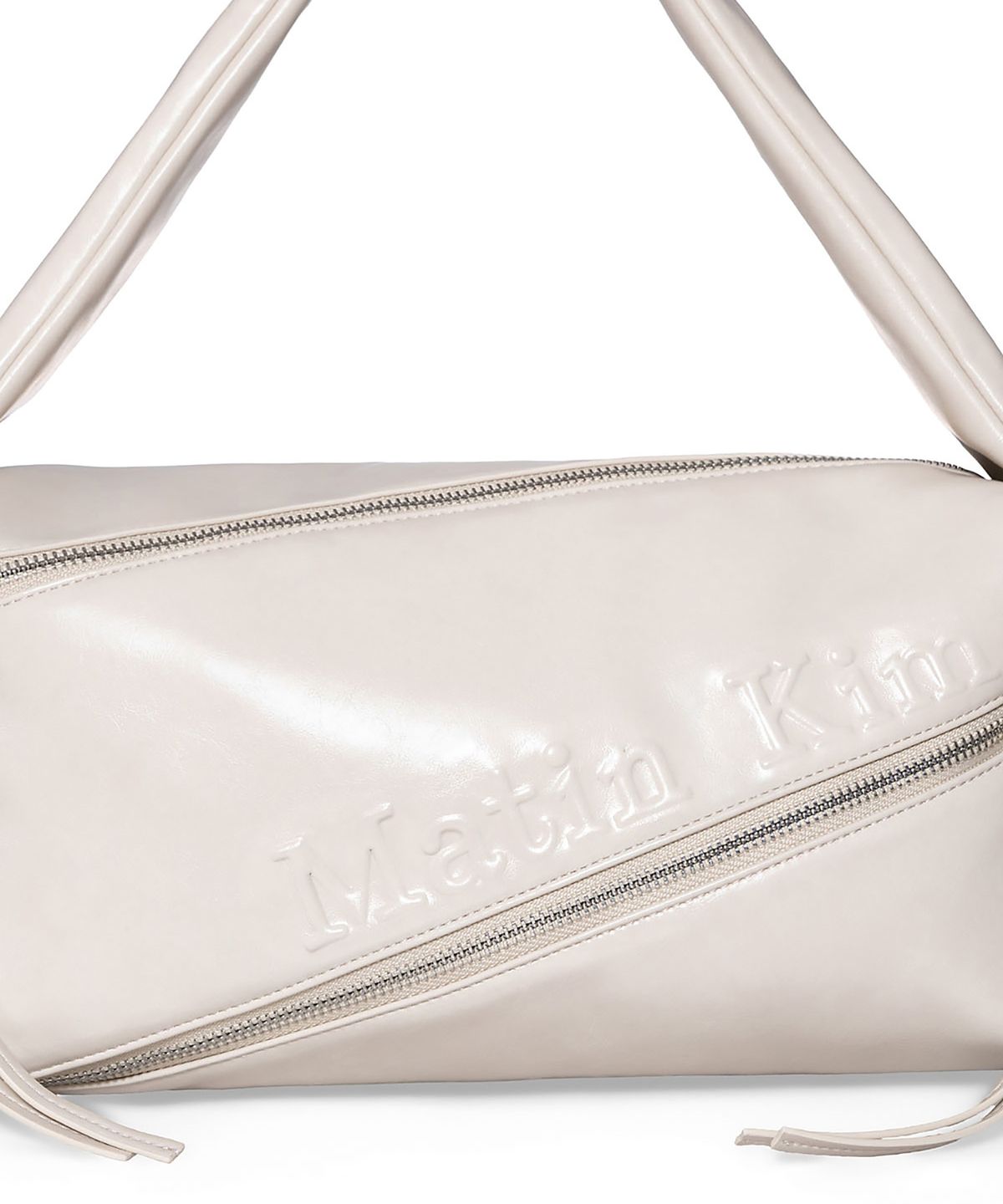 마뗑킴(MATIN KIM) PADDED DIAGONAL ZIPPER BAG IN IVORY