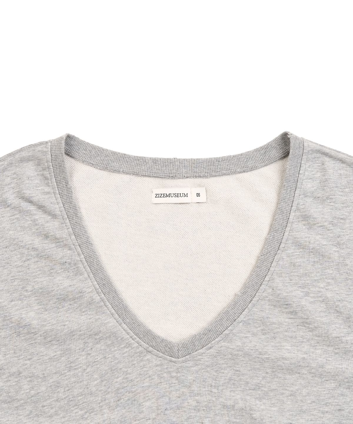 지제뮤지엄(ZIZEMUSEUM) DEEP V-NECK OVERSIZED SWEATSHIRT (MELANGE  GRAY)