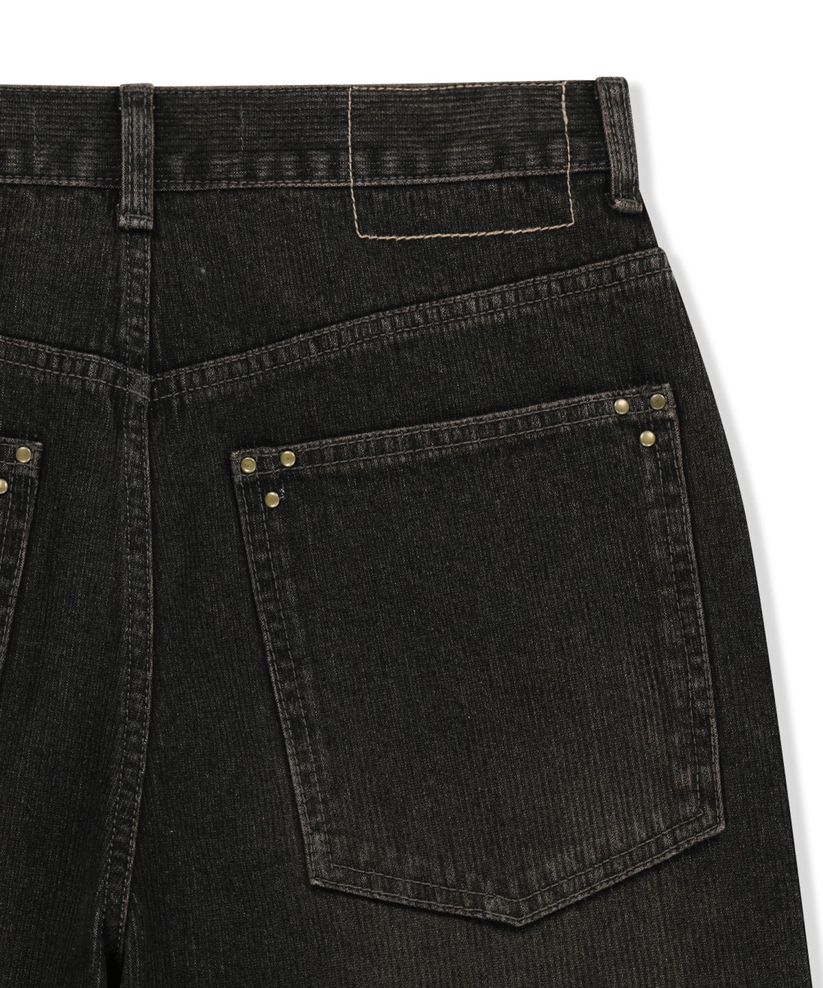 마뗑킴(MATIN KIM) WASHED RIB DENIM PANTS IN DARK GREY