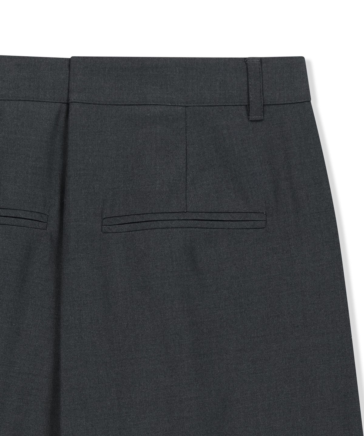 마뗑킴(MATIN KIM) DOUBLE PLEAT CROSS WAIST TROUSERS IN CHARCOAL