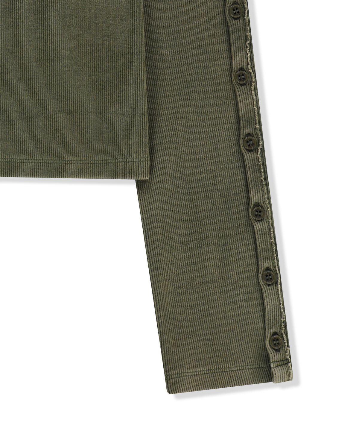 마뗑킴(MATIN KIM) WASHED RIB BUTTON DETAIL TOP IN KHAKI