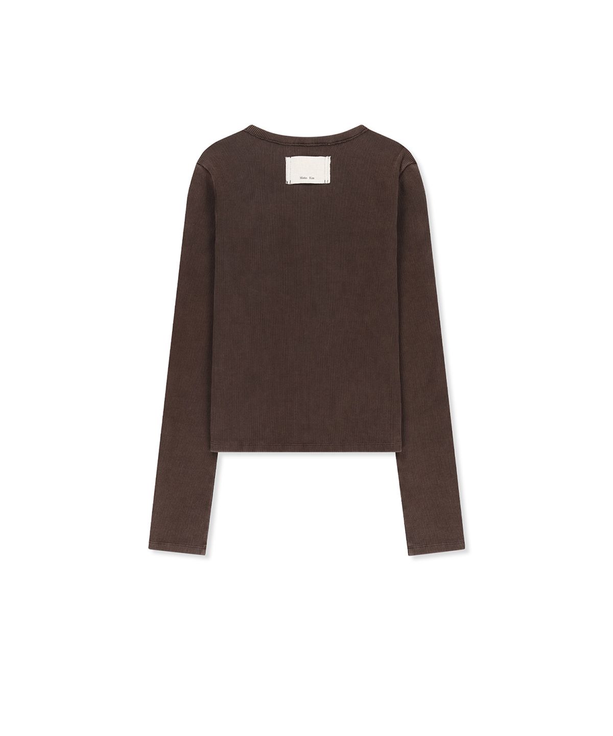 마뗑킴(MATIN KIM) WASHED RIB BUTTON DETAIL TOP IN BROWN