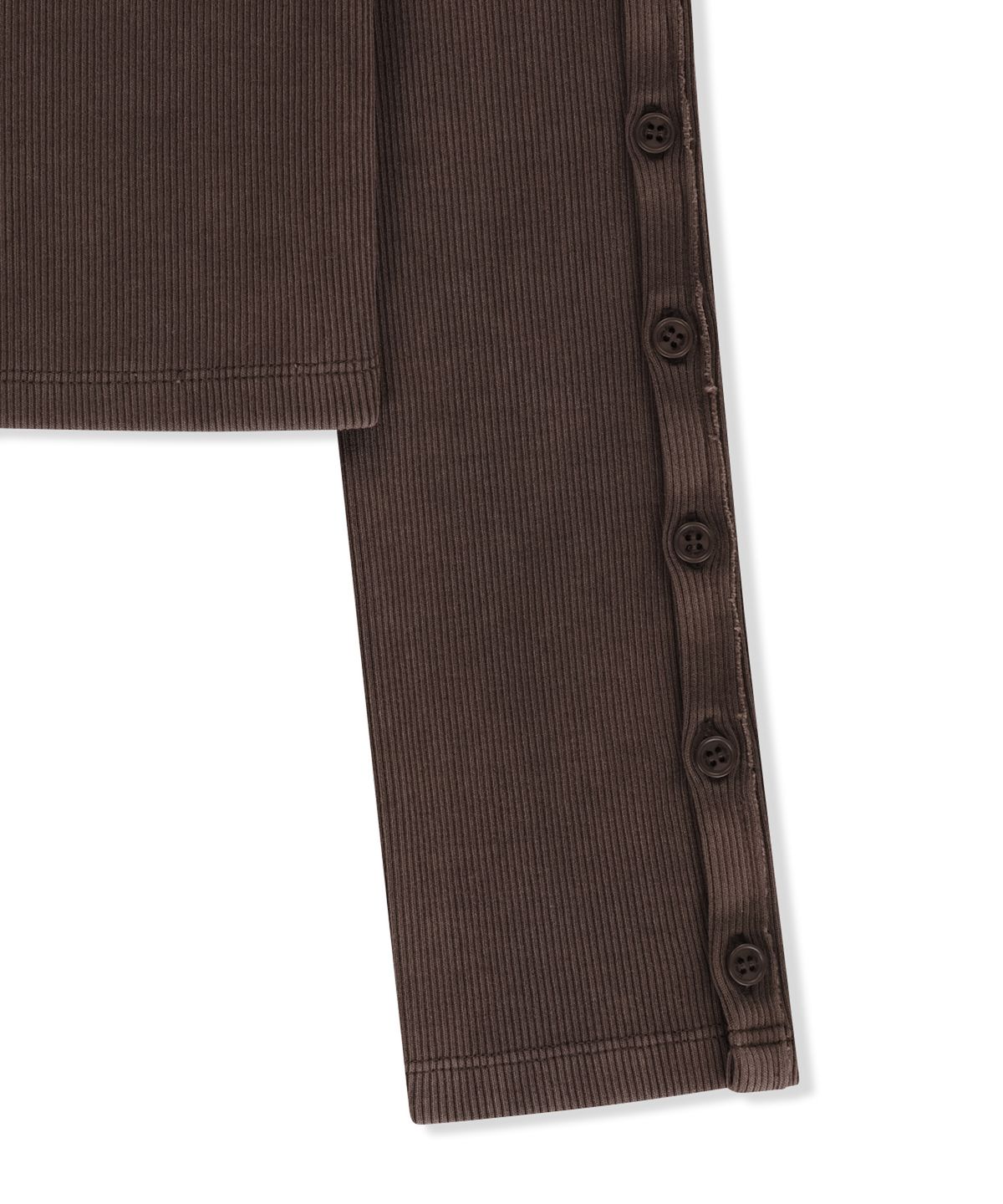 마뗑킴(MATIN KIM) WASHED RIB BUTTON DETAIL TOP IN BROWN