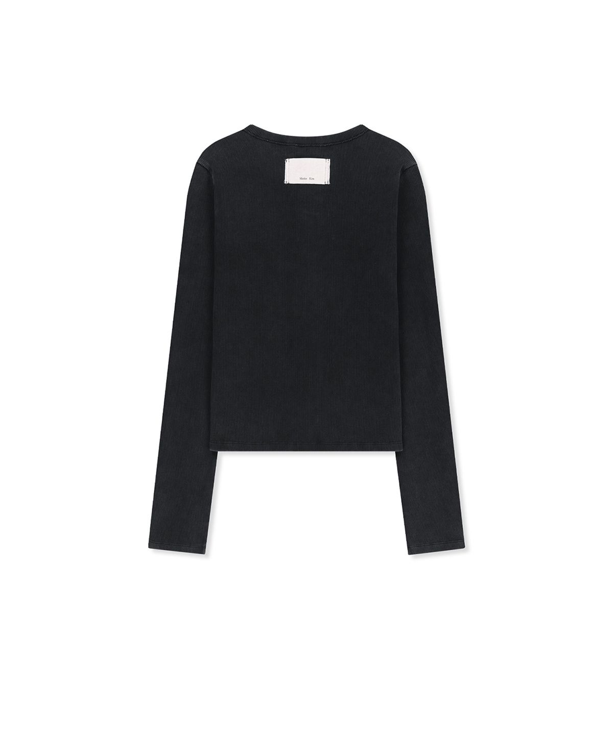 마뗑킴(MATIN KIM) WASHED RIB BUTTON DETAIL TOP IN CHARCOAL
