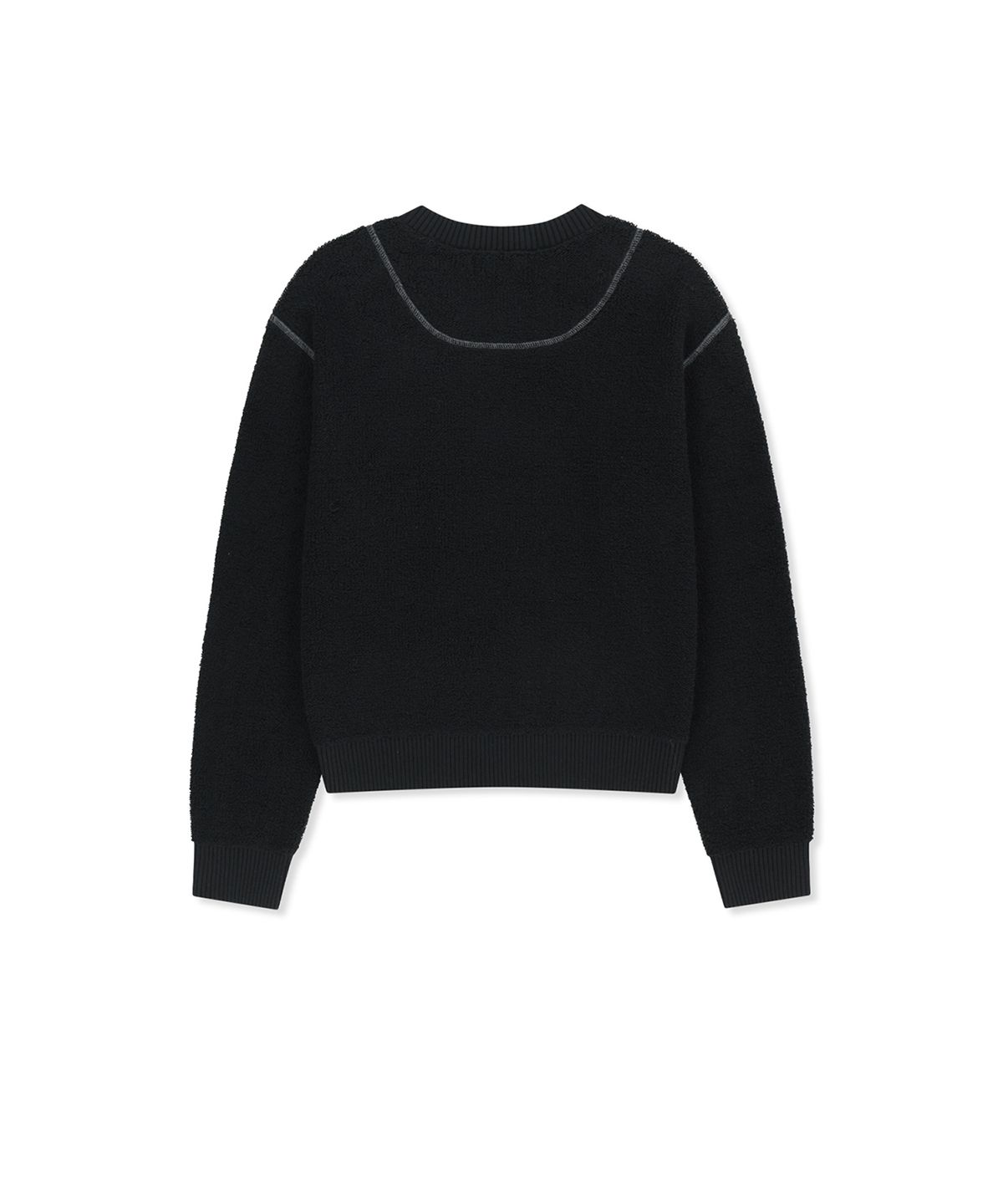마뗑킴(MATIN KIM) BOUCLE TEXTURE KNIT PULLOVER IN BLACK