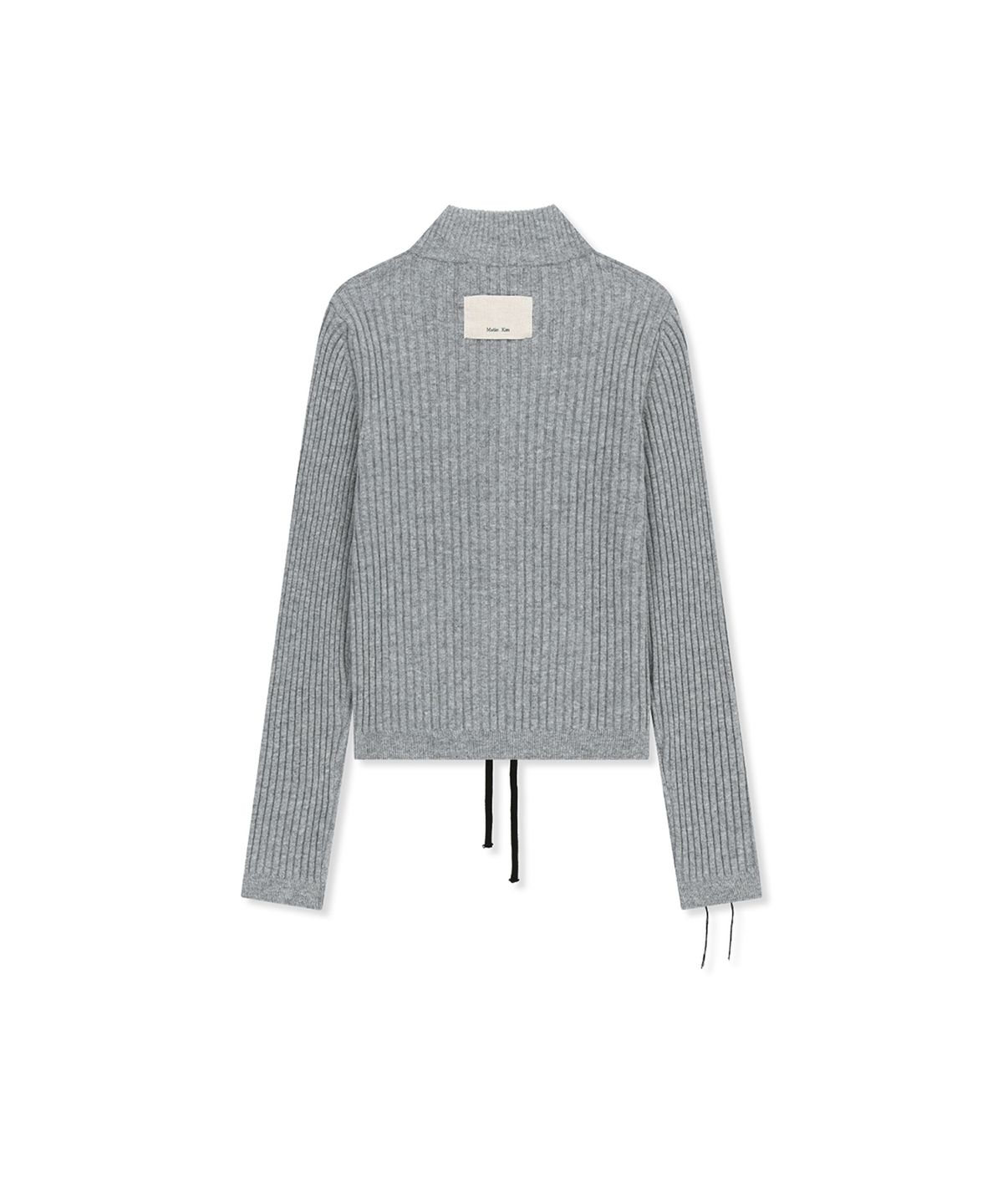 마뗑킴(MATIN KIM) HAND STITCH SLIM FIT KNIT ZIP UP IN GREY