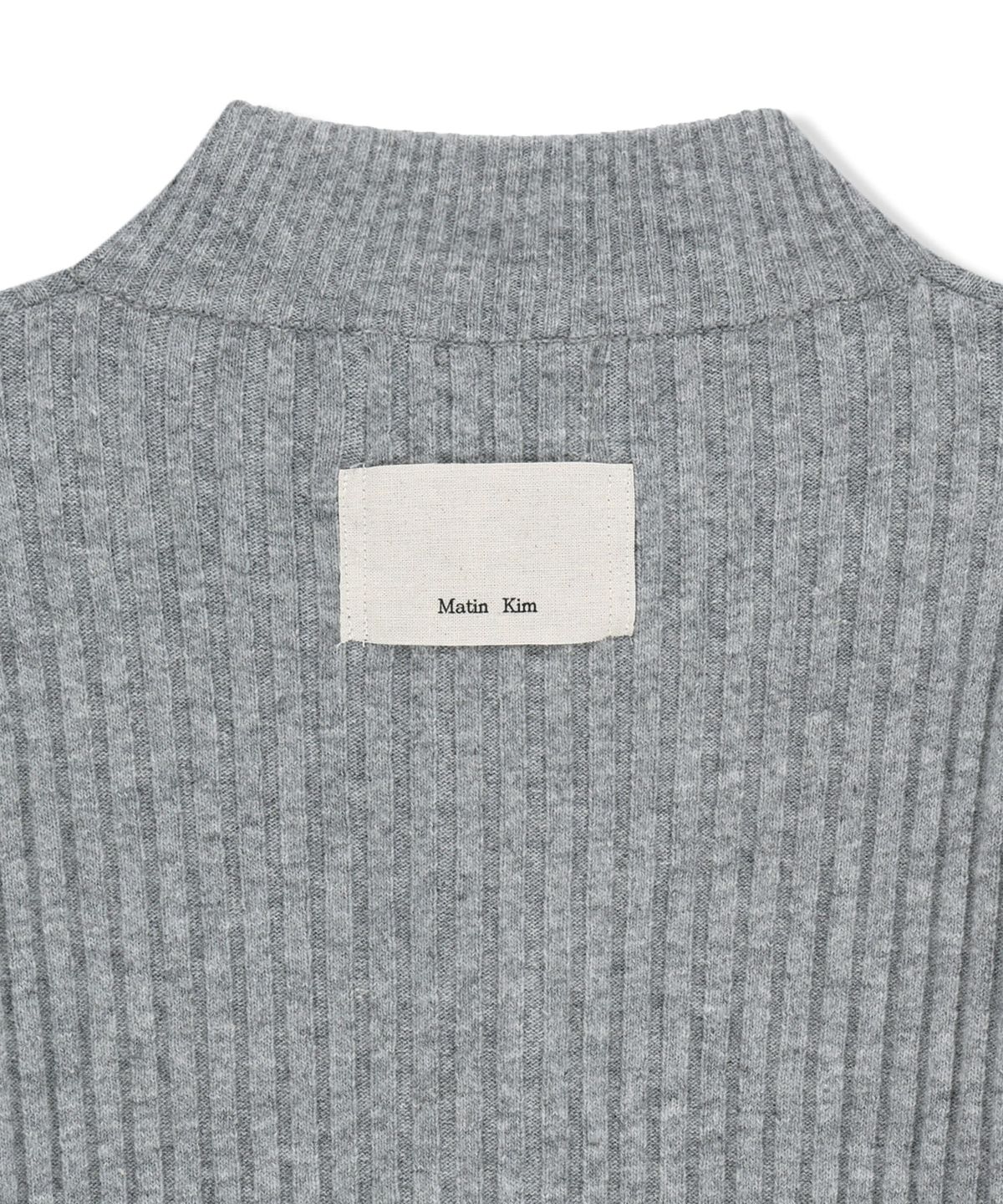 마뗑킴(MATIN KIM) HAND STITCH SLIM FIT KNIT ZIP UP IN GREY