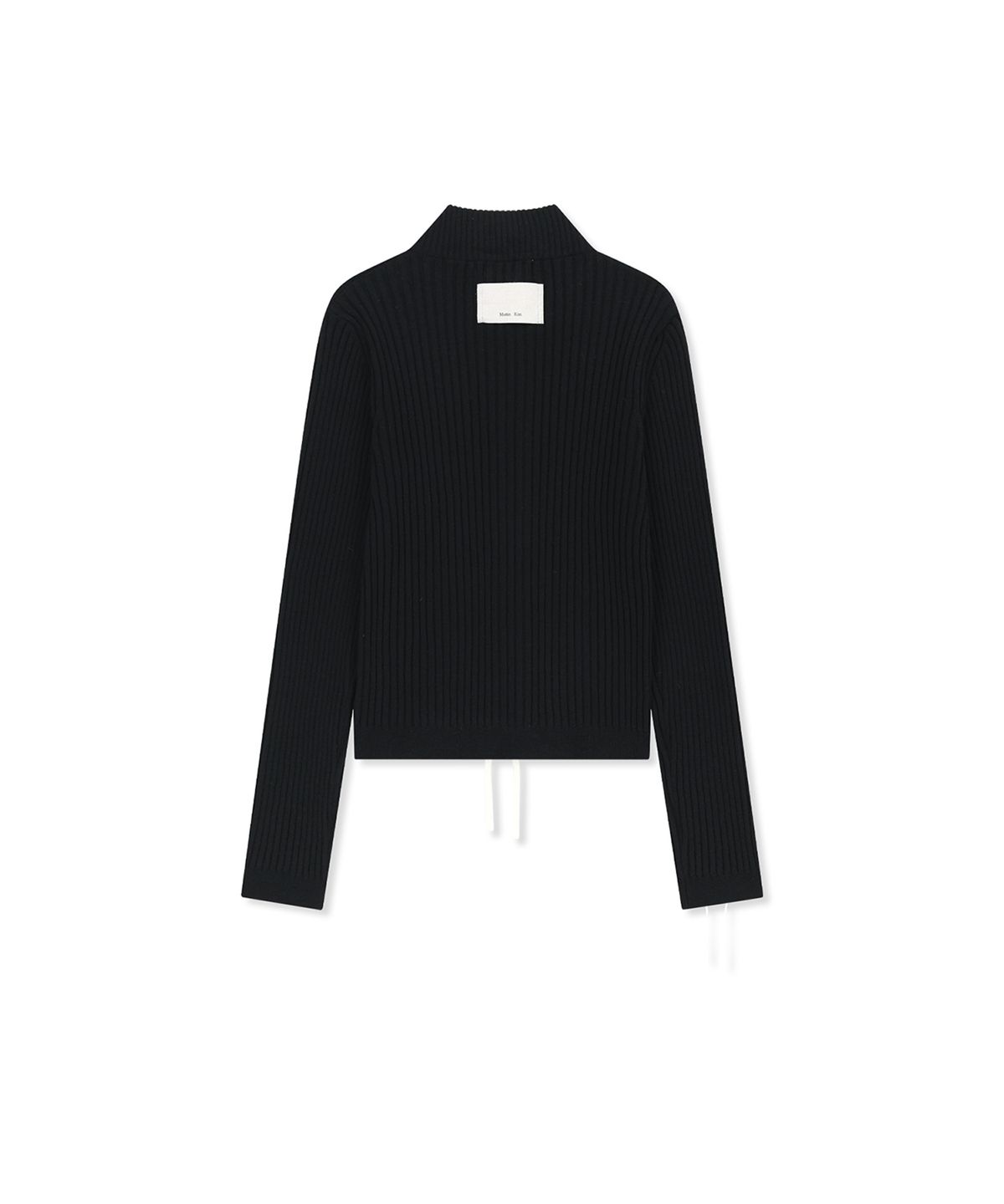 마뗑킴(MATIN KIM) HAND STITCH SLIM FIT KNIT ZIP UP IN BLACK
